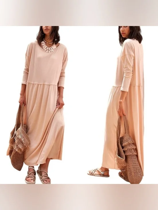 Free People Anytime Beach Cotton Midi Dress in Pink Sand Dune - Picture 5 of 7